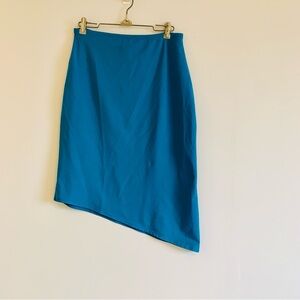 Vintage 80’s The Limited Teal Colored Asymmetrical Pull On Straight Skirt